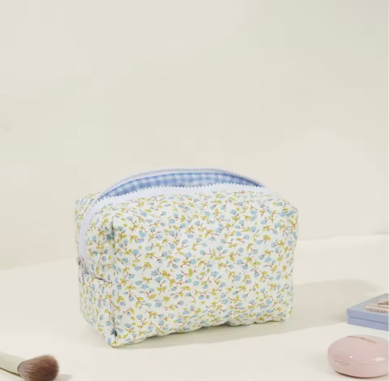 Floral Quilted Makeup & Toiletry Storage Bag