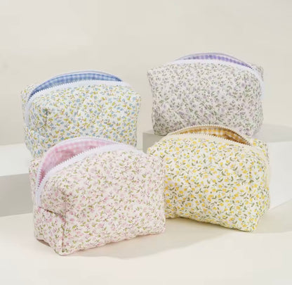 Floral Quilted Makeup & Toiletry Storage Bag