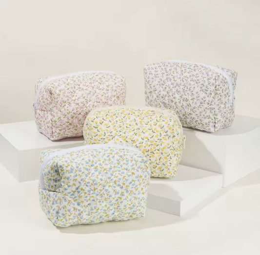 Floral Quilted Makeup & Toiletry Storage Bag