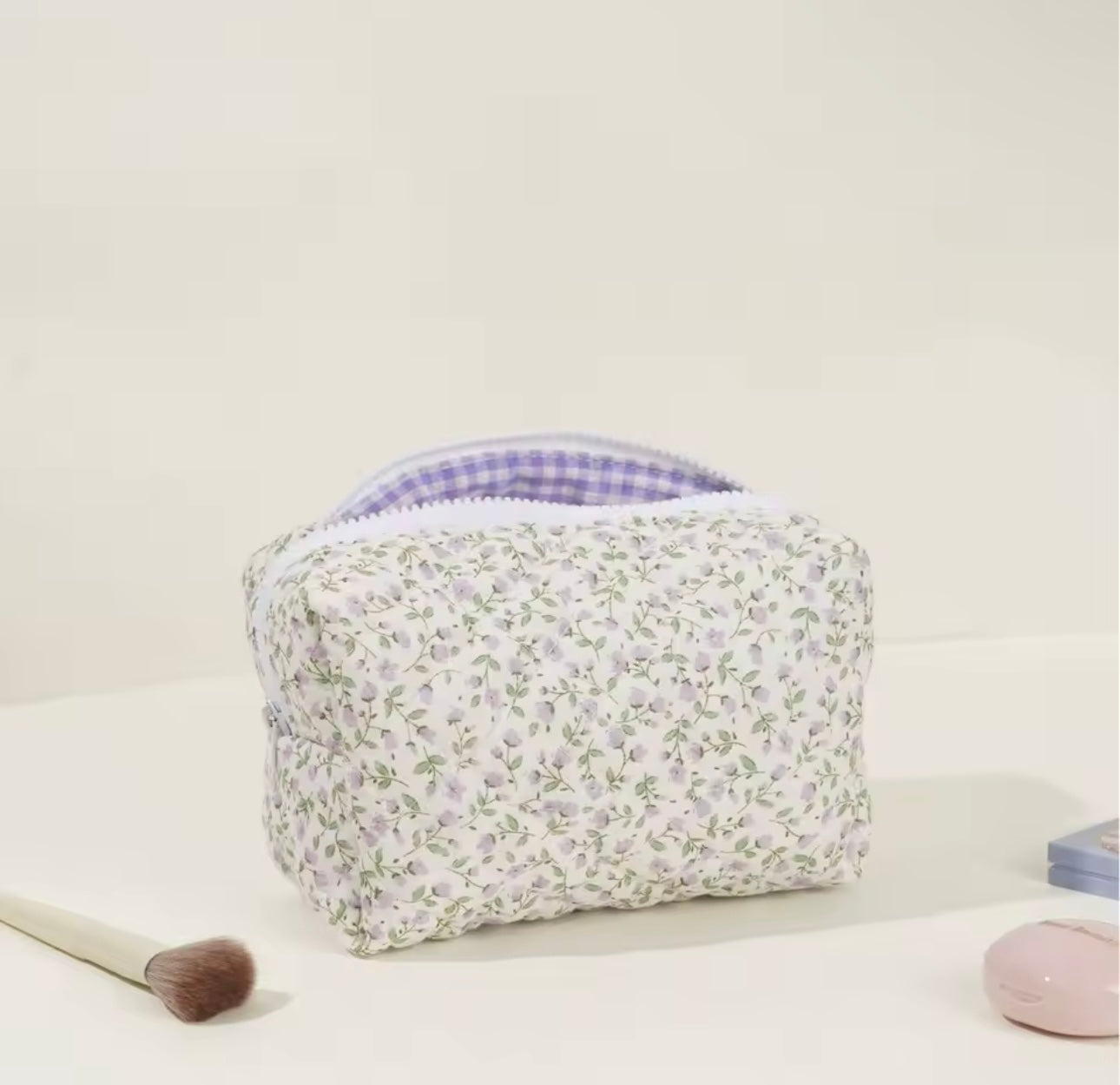 Floral Quilted Makeup & Toiletry Storage Bag